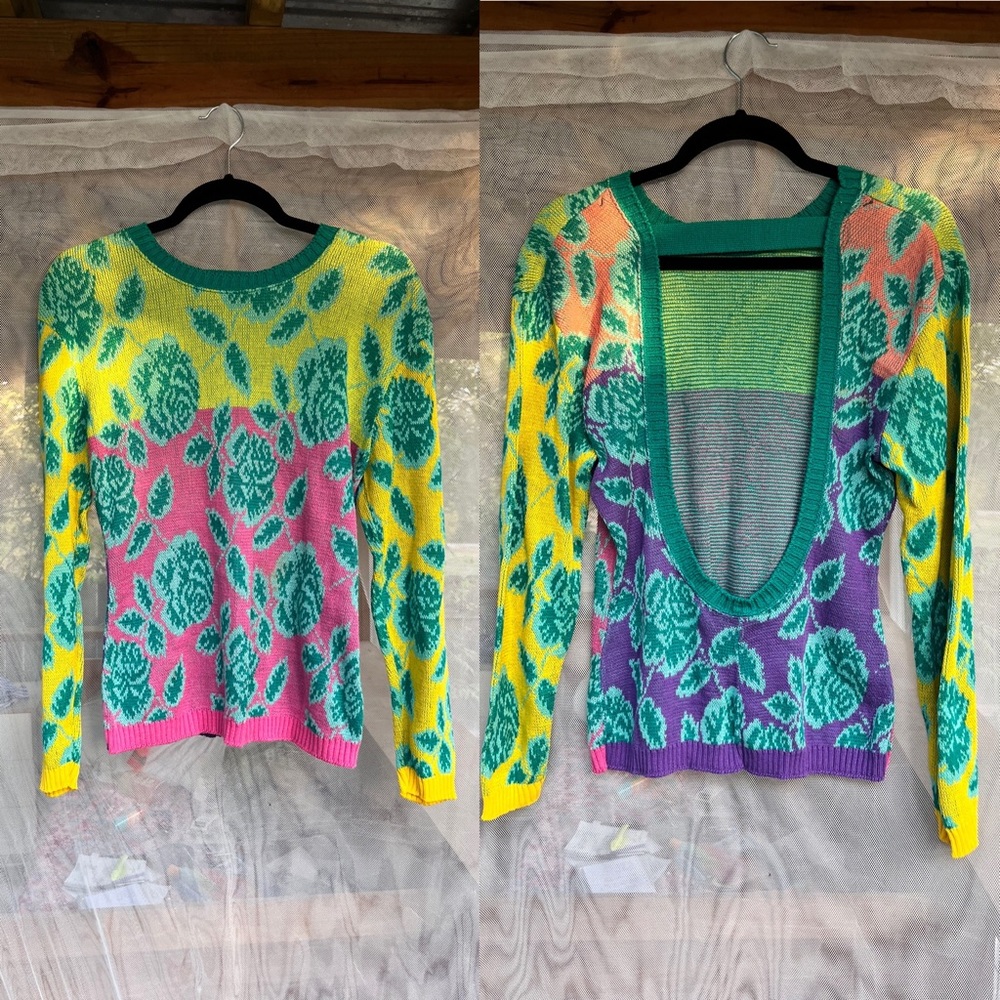Vintage Betsey Johnson Punk Label Sweater/80’s Sweater/Backless